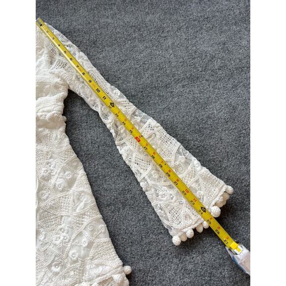 ALEXIS White Embroidered Pom Pom Lace Coachella Bride Clarra Dress Size … - Picture 16 of 16